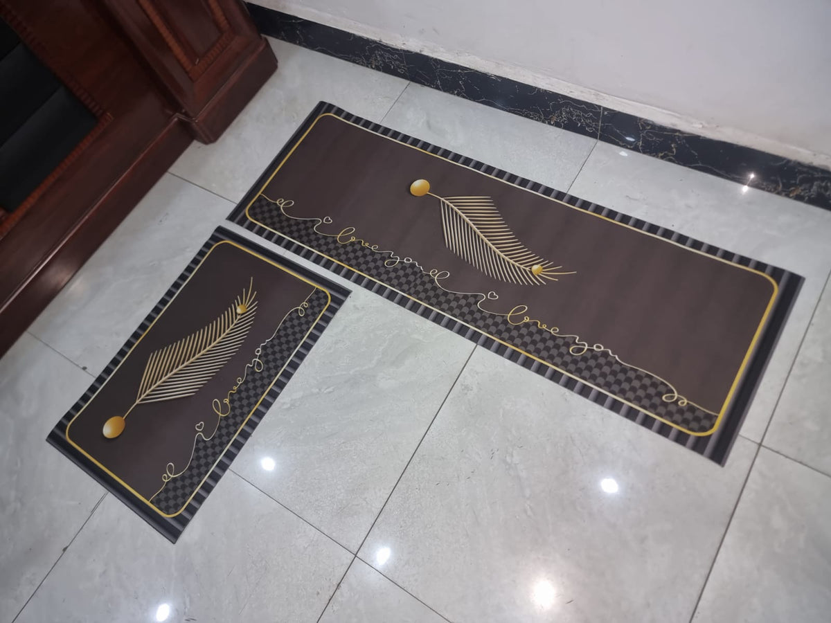 High quality medium grip Rubber underside floor 3D 2in1 kitchen mat