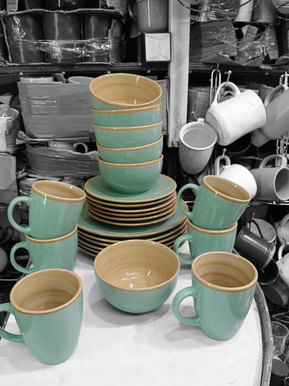 24pcs ceramic marble dinner set