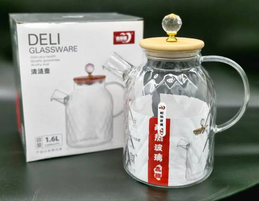 1.6L borosilicate glass kettle