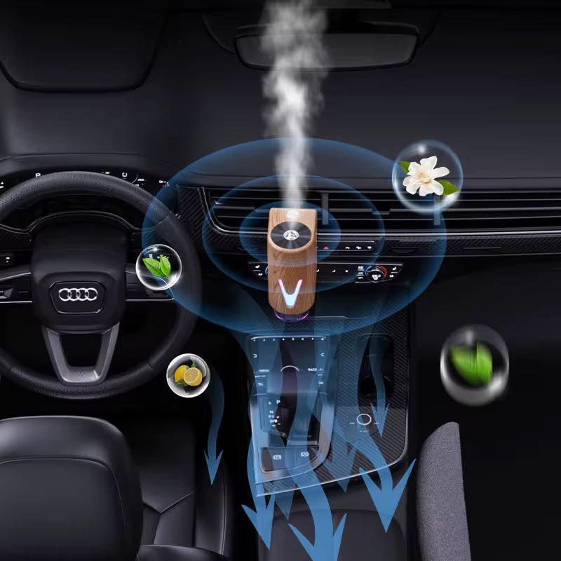 Smart Magnetic Car Diffuser with Ambient Lighting and 5 Bottles of replacement oils
