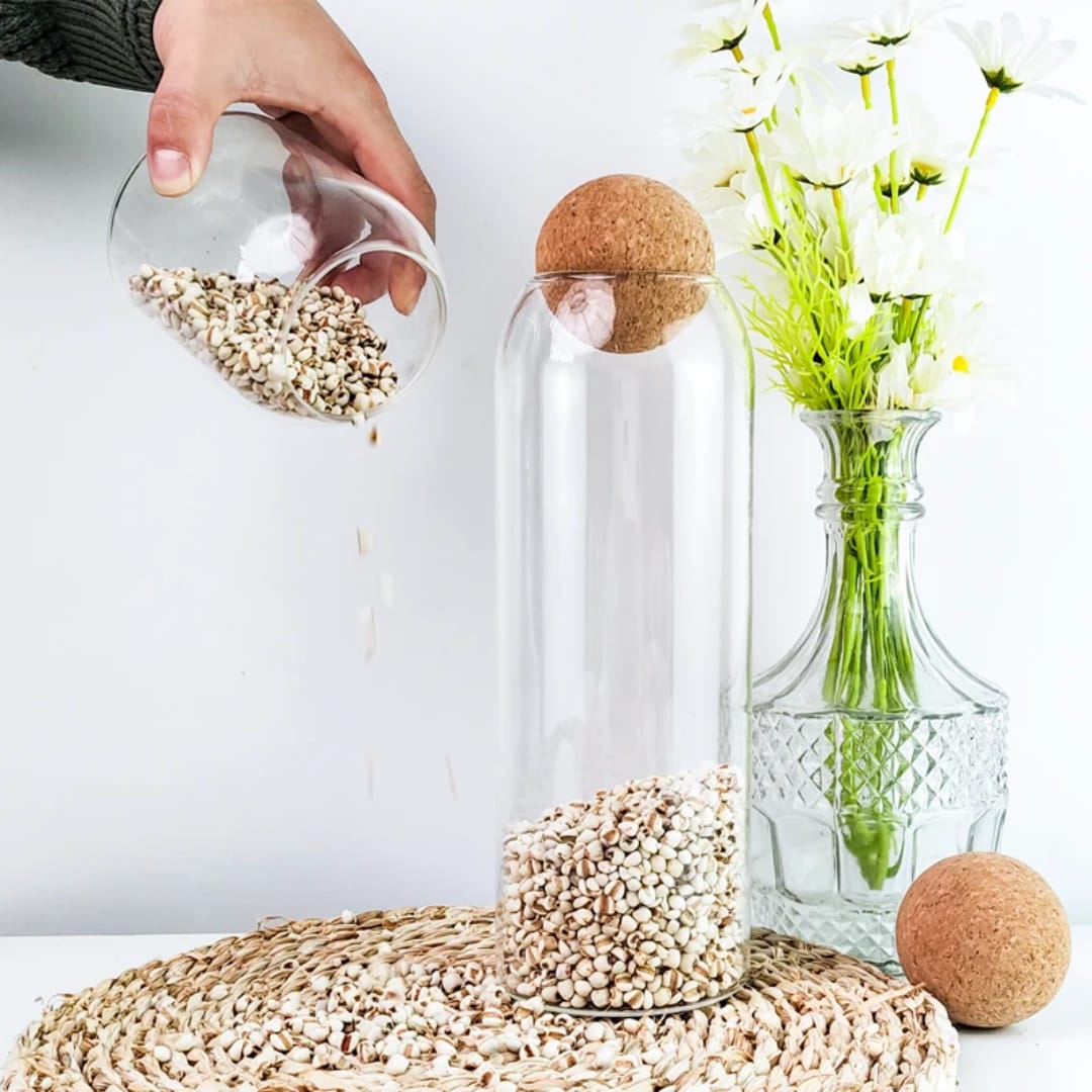 3pc Glass Storage Jars with Cork Lids
