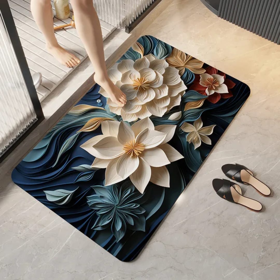 Soft flower 3d absorbent bathroom mat
