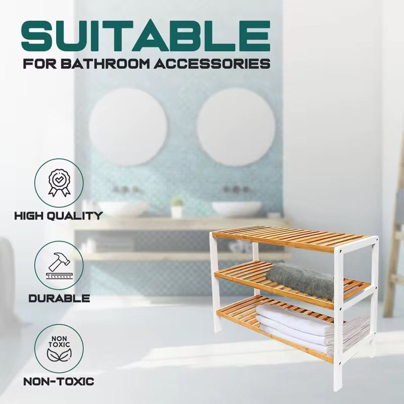 3 layer natural bamboo shoe rack/ storage organizer .