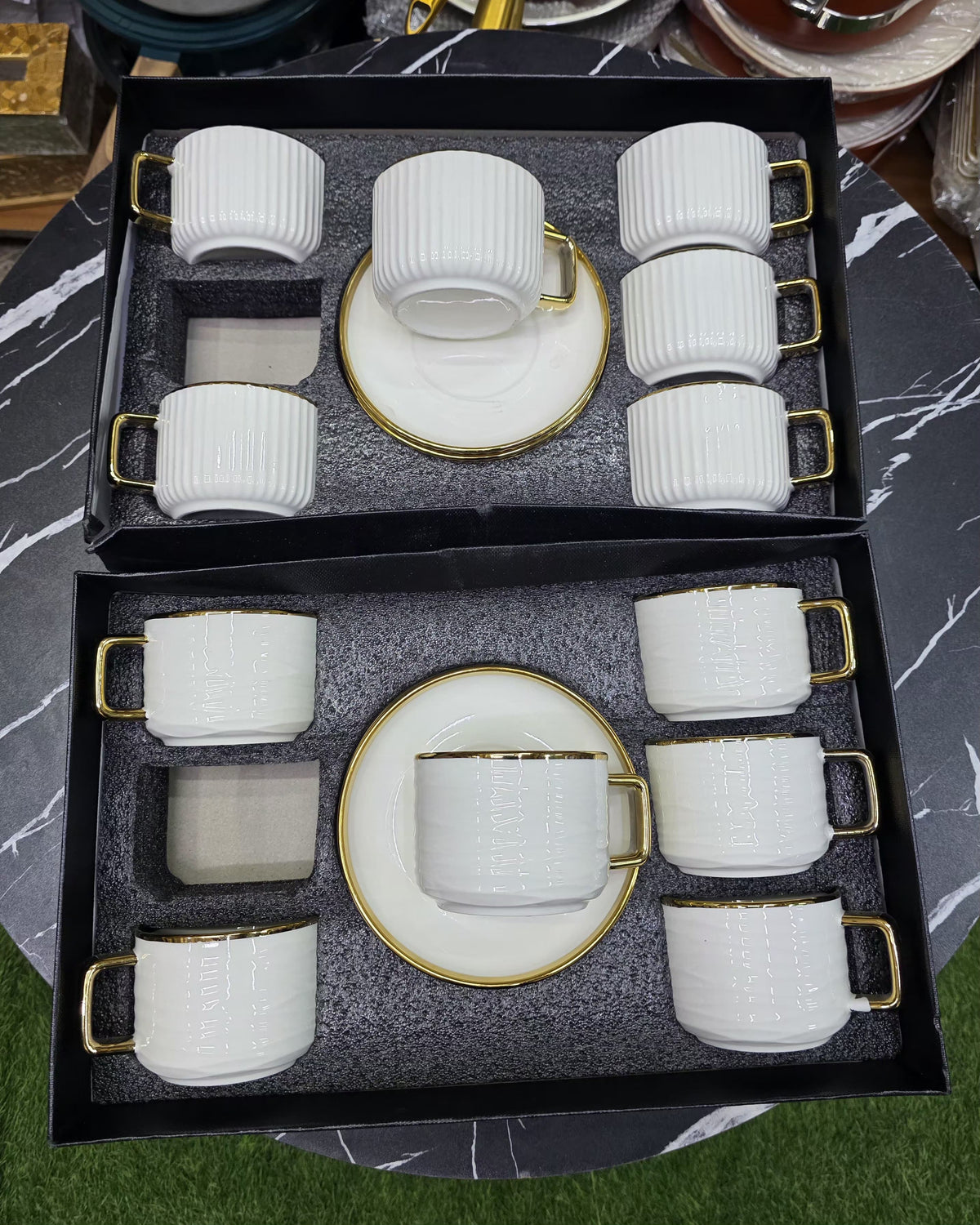 European Style Gold edge 12pcs Ceramic Coffee/Tea Cups