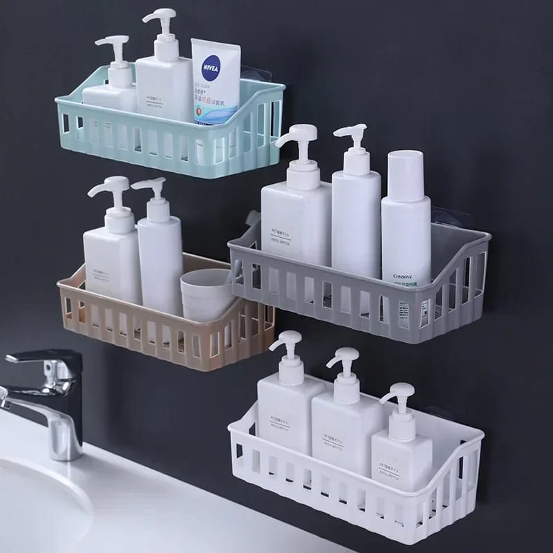 Bathroom Organizer Non-perforated Bathroom Shelves Kitchen Plastic Wall-mounted Toilet Sundries Storage Rack Corner Shelf