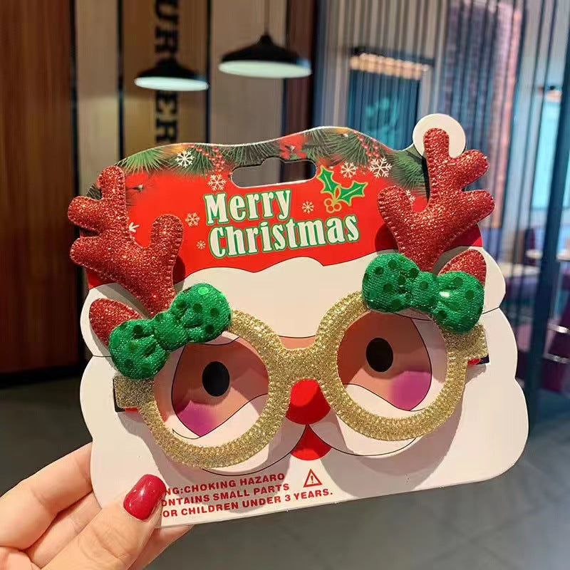 Christmas Glasses Frame, Santa Glasses, Christmas Party Decorations with Card