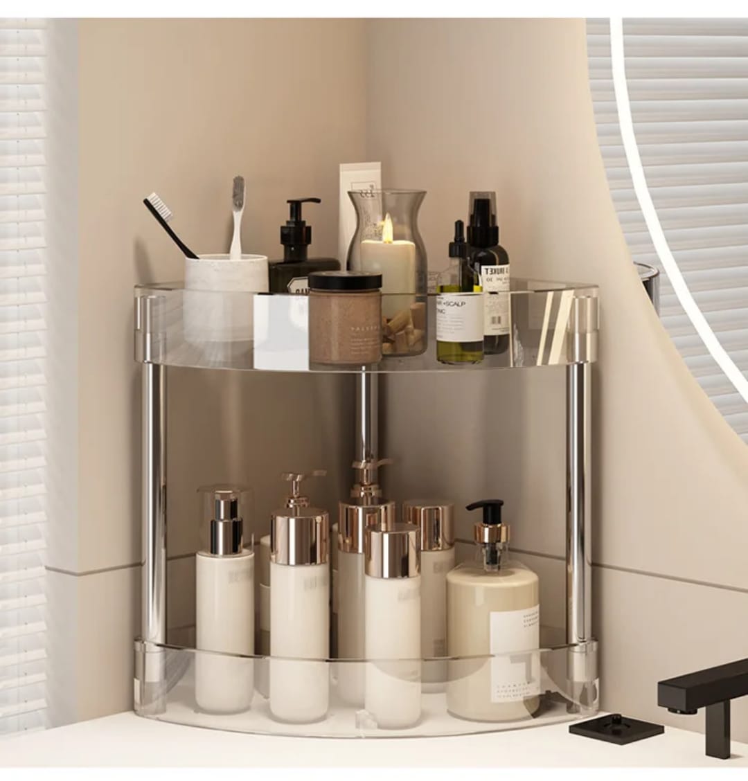 Stainless Steel Wheeled Corner Storage Shelf Transparent Corner Rack Floor Toilet Bathroom Triangle Storage Rack Gap Multi-layer