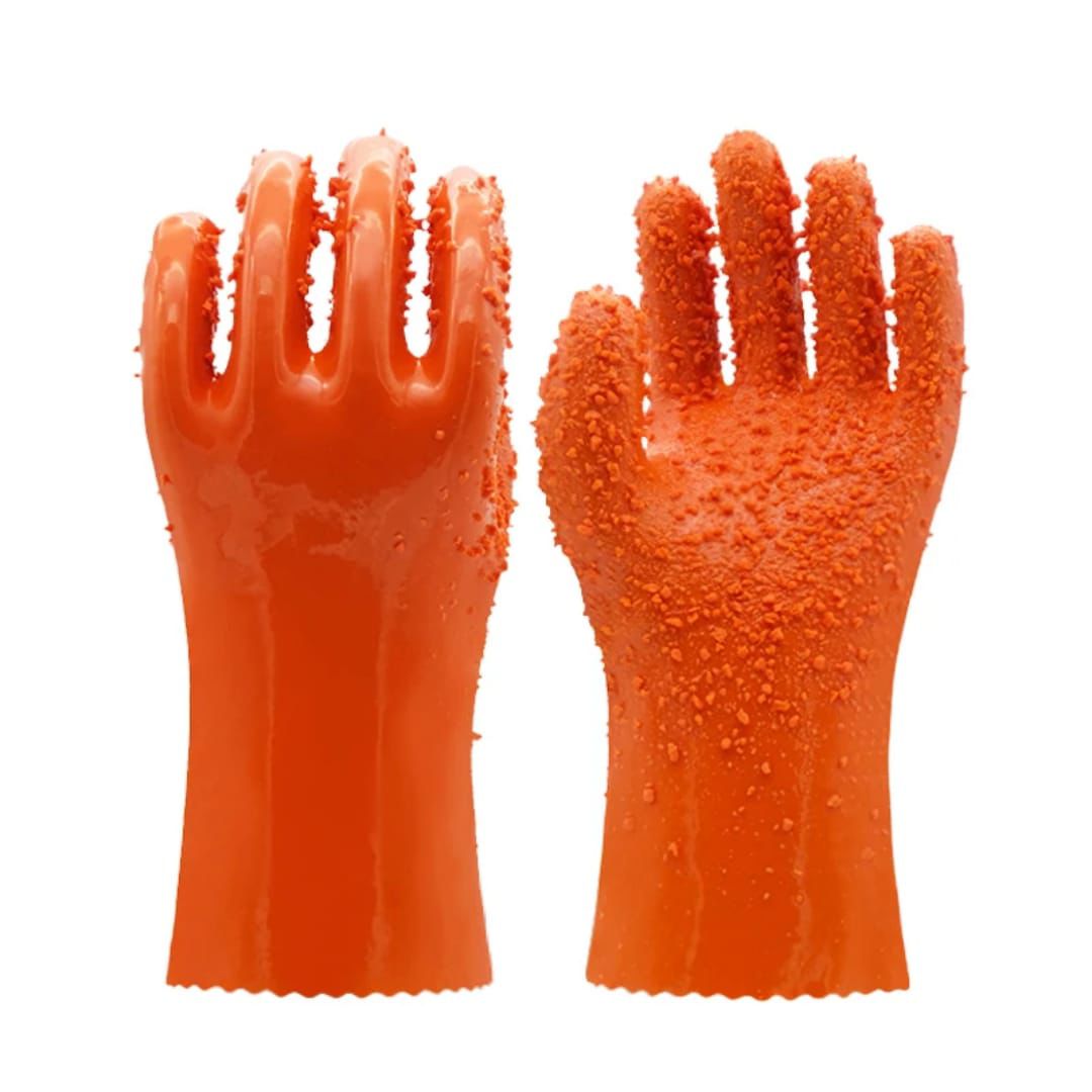 A pair of hard silicone latex studded gloves