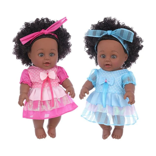 30cm African Black girl dolls Toys with natural hair and natural Curved legs