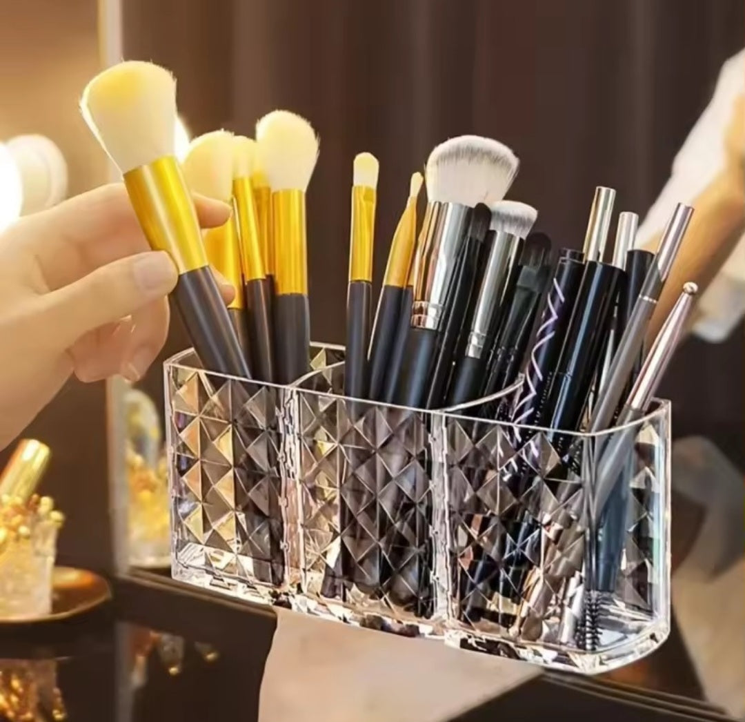Diamond acrylic desktop/remote/makeup organizer
Partitioned