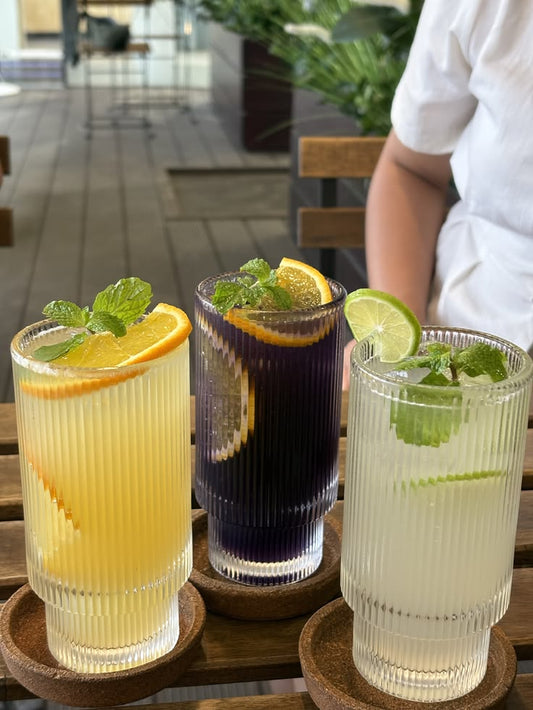 6pc Elegant Ribbed Glass Tumbler