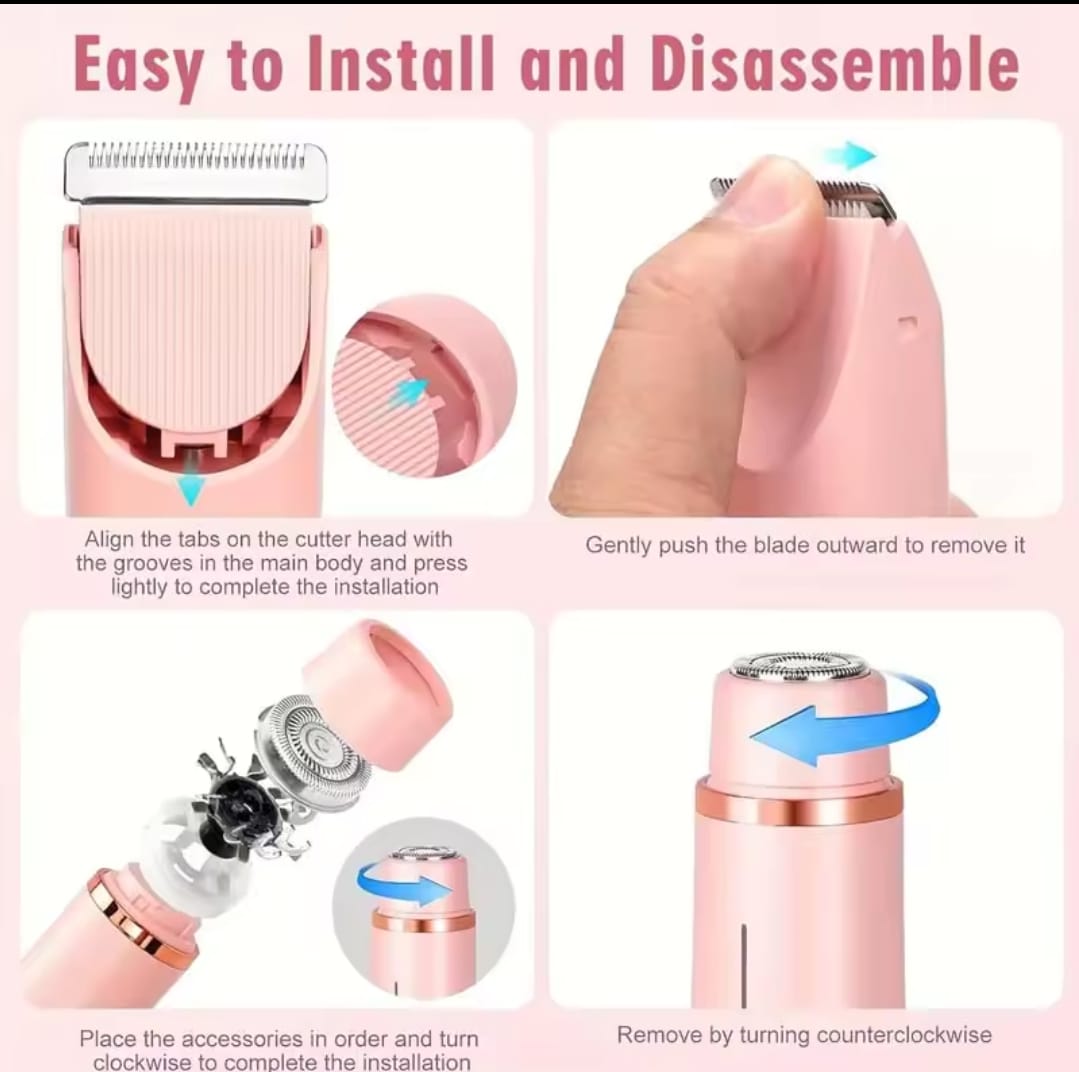 2 in 1 Rechargeable dual head shaver with smoothener 
Waterproof for shower shaving :- for Bikini,Body, Facial Hair Remover