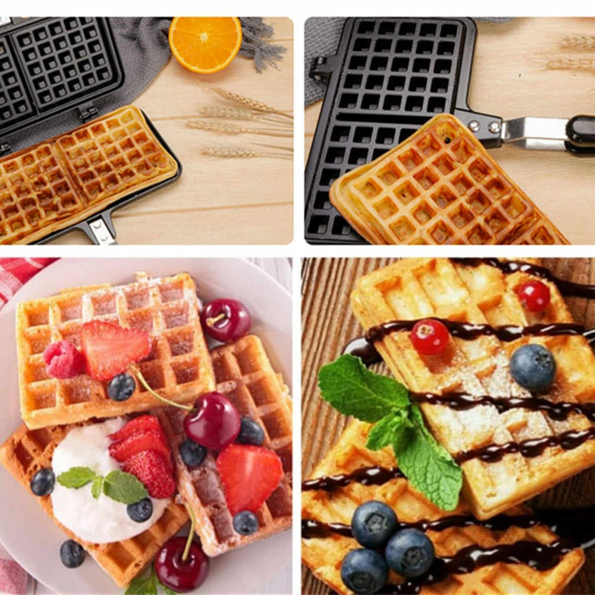 Non Stick Waffle pan，Waffle Maker,Food Mold Pot, with Insulated Handle，Non-Stick Plates, Easy Clean, Suitable for Making Waffles of Various Flavors