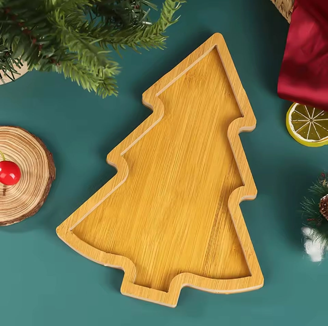 3Pc Wooden Christmas Trays | Christmas Bamboo Dessert board