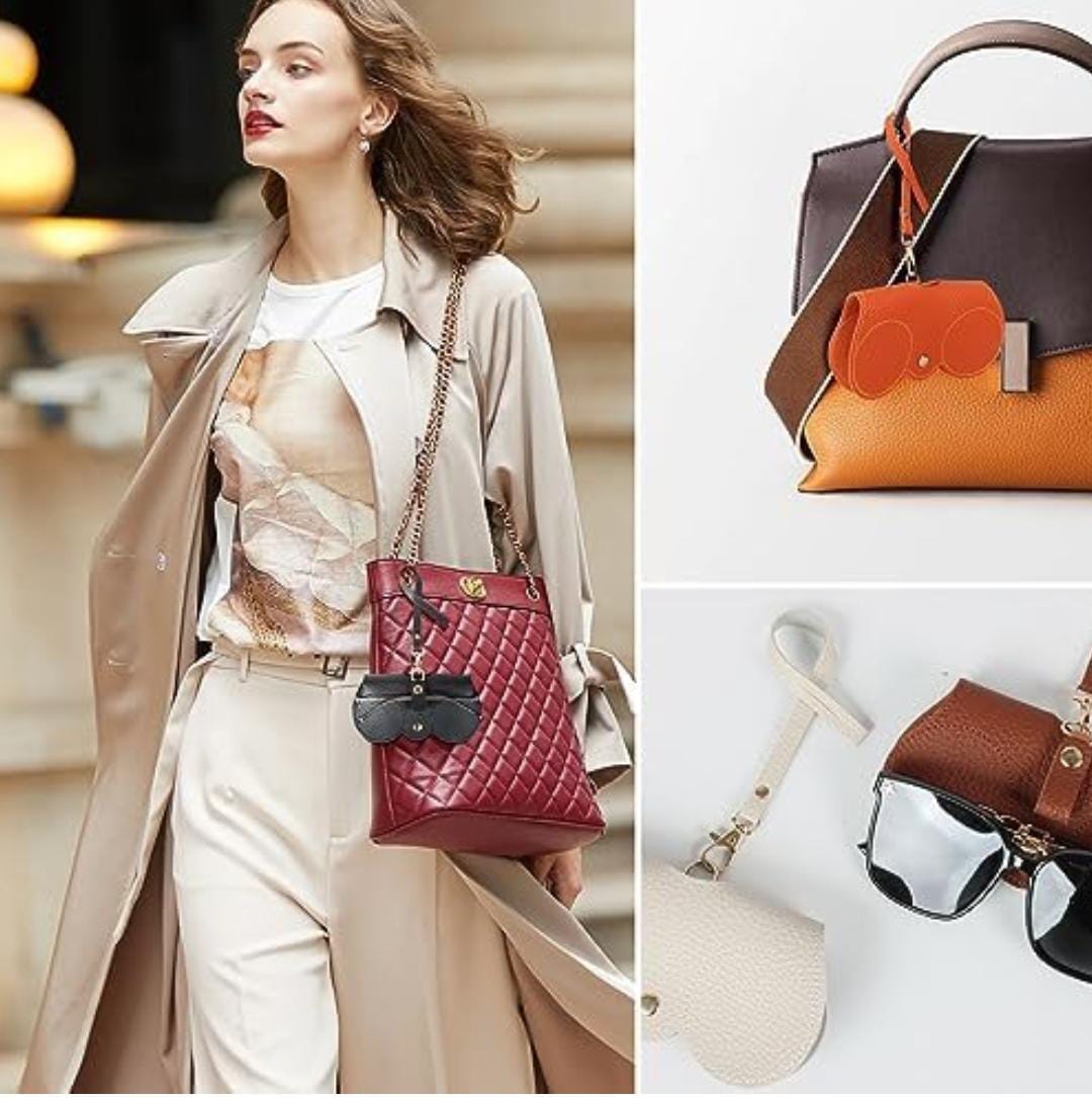 Soft Leather Sunglasses Bag, Leather Glasses Case Holder Portable Slim Sunglasses Pouch Soft Eyeglasses Bag
