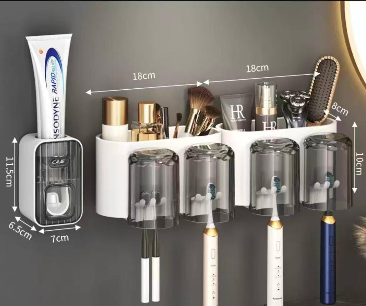 *Toothbrush holder /Toothpaste dispenser with 4 cups