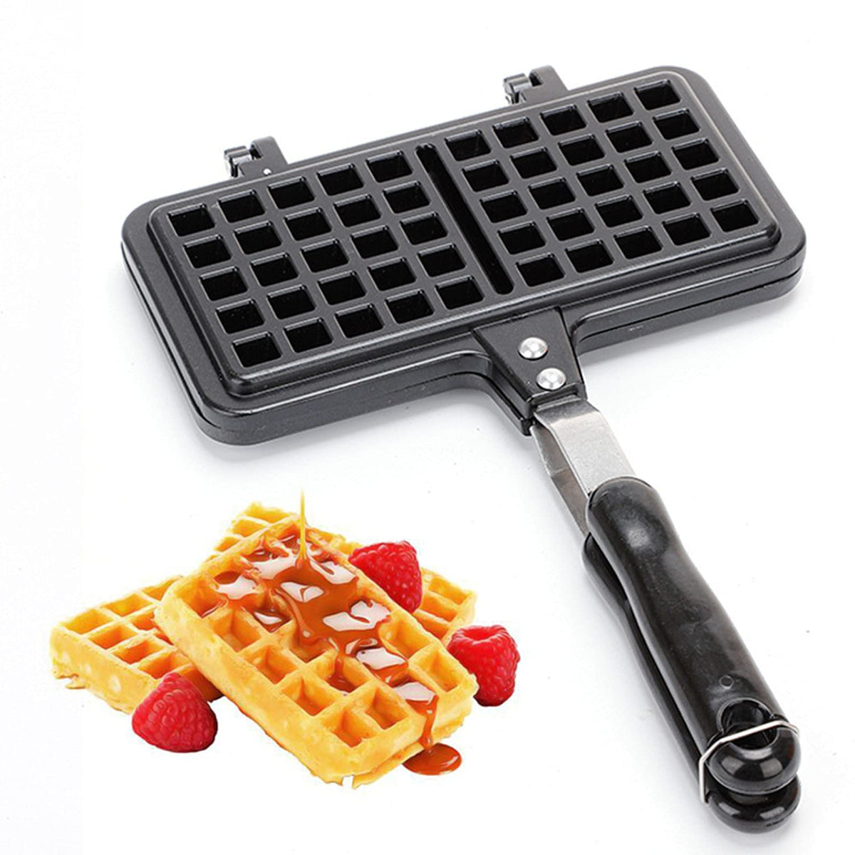 Non Stick Waffle pan，Waffle Maker,Food Mold Pot, with Insulated Handle，Non-Stick Plates, Easy Clean, Suitable for Making Waffles of Various Flavors
