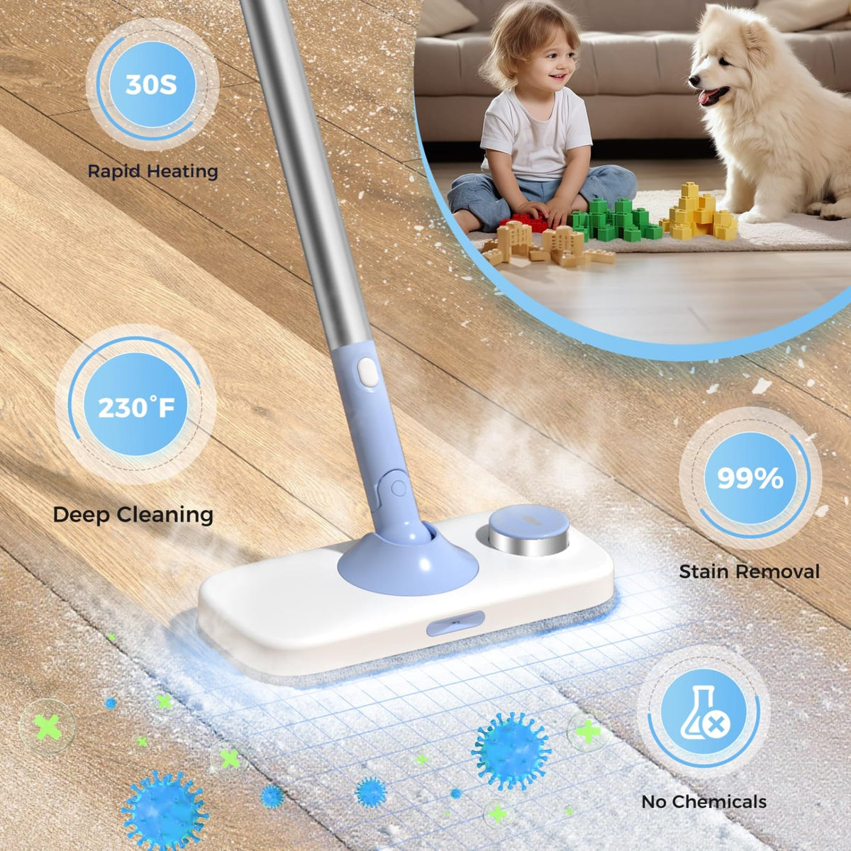 5 In 1 Floor Steamer With Detachable Handheld Steam Cleaner