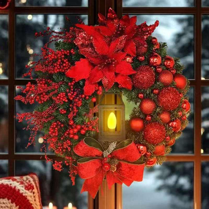 32cm Christmas wreath with lamp