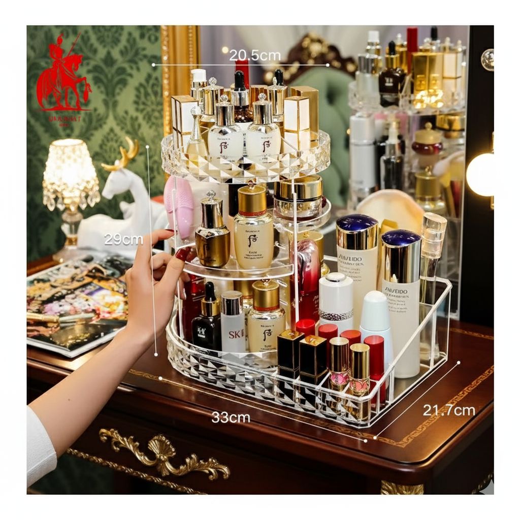 Elevate Your Vanity: Rotating Luxury Cosmetic Organizer
