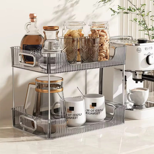 2-Tier Rectangular Countertop storage organizer / Multipurpose Organizer double layer Vanity Stand