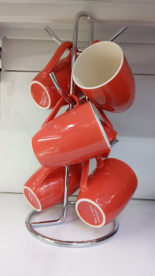 Red and White Ceramic cups