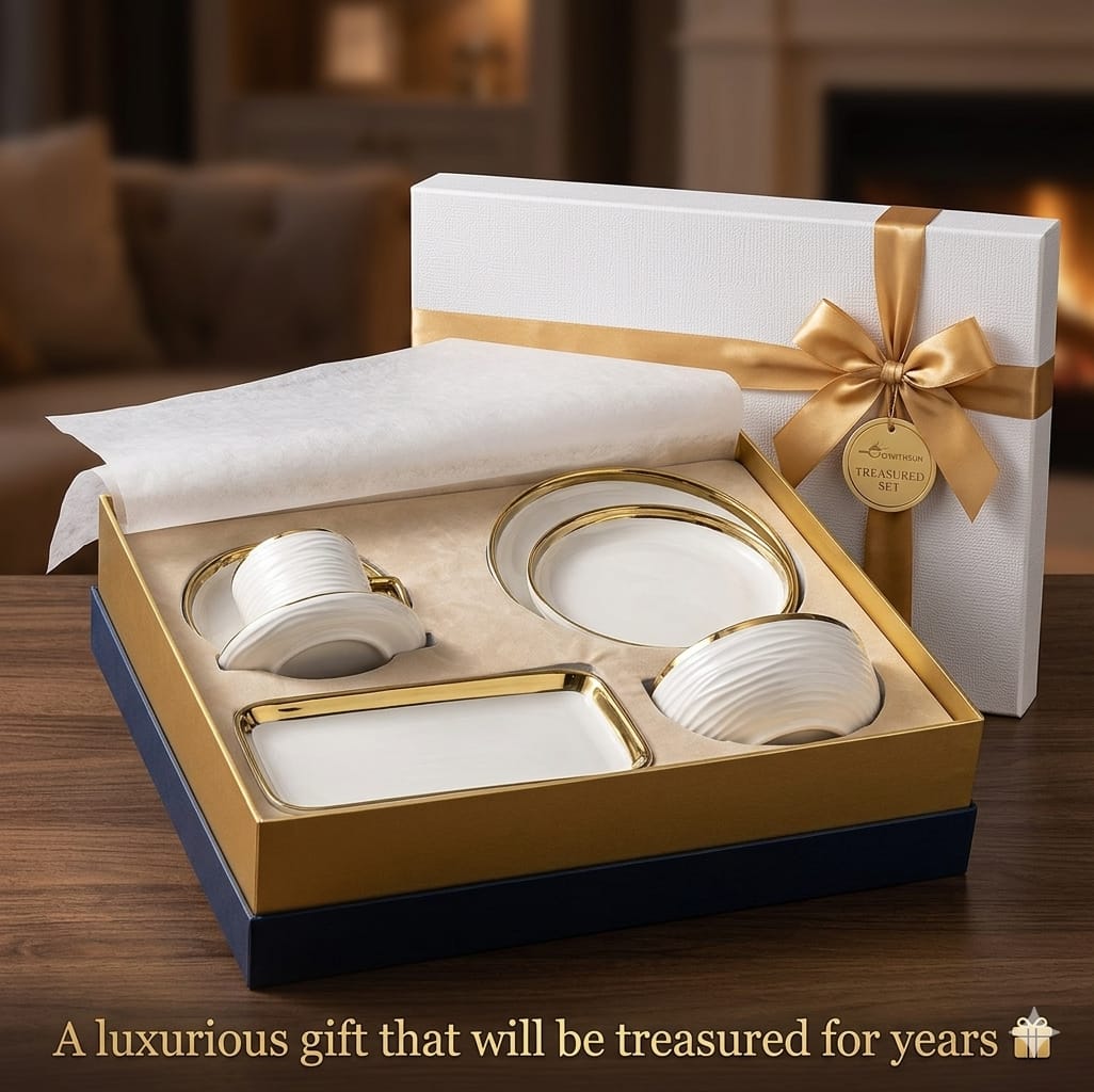 32pc Luxury Gold Ring Dinner set
