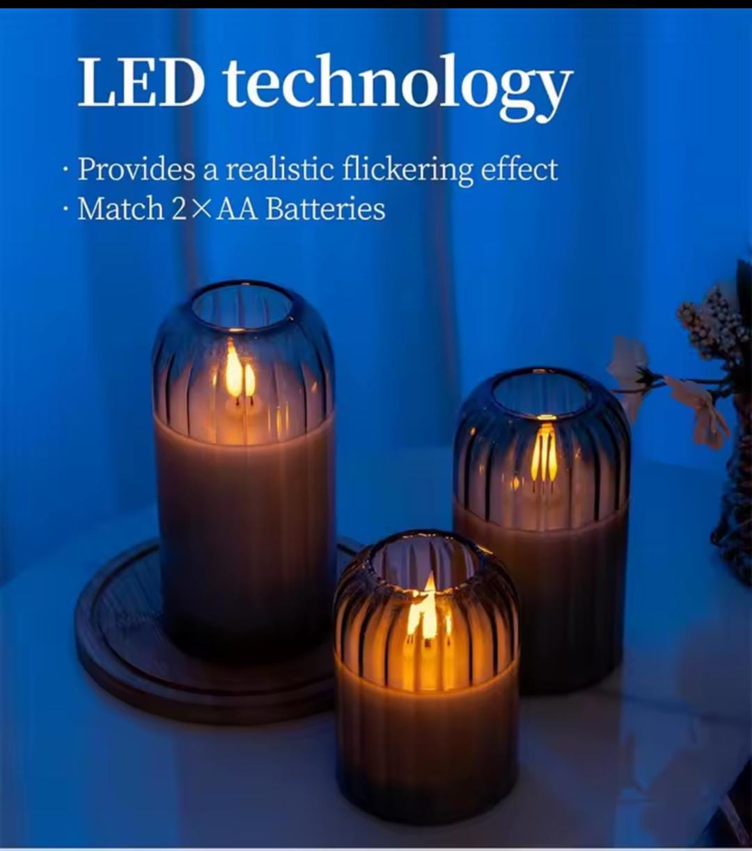3 in 1 Advanced Glass LED decor lighting candle
