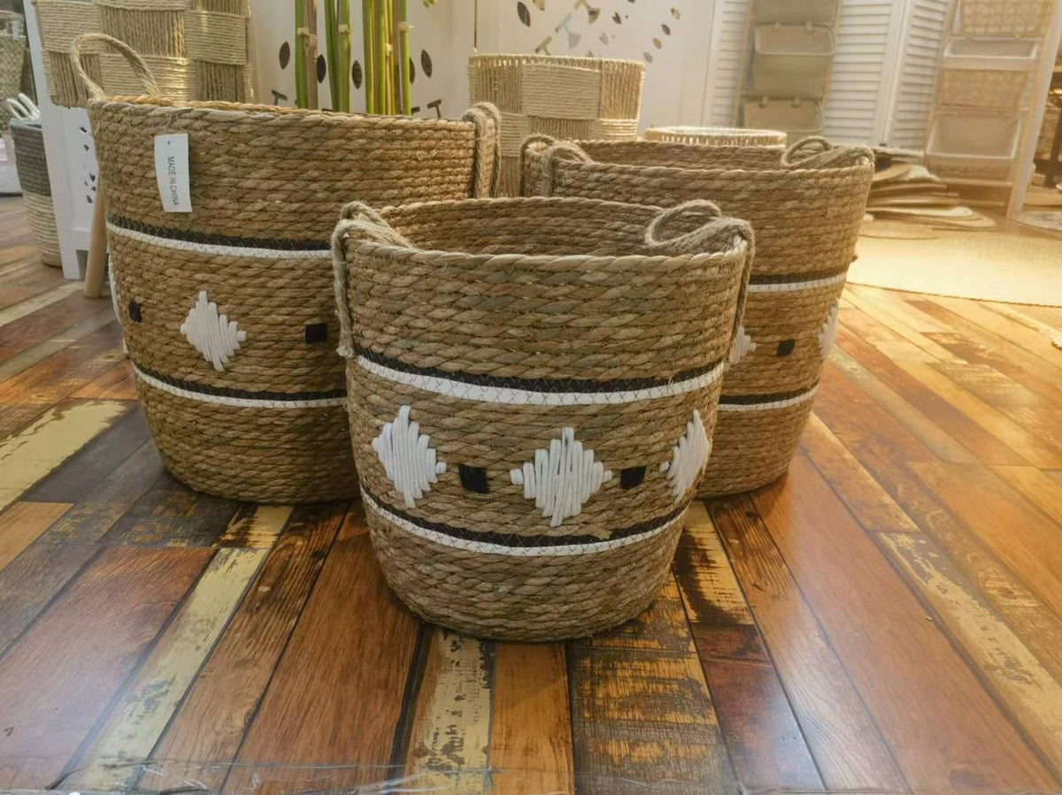 Set of 3 Stackable handmade baskets