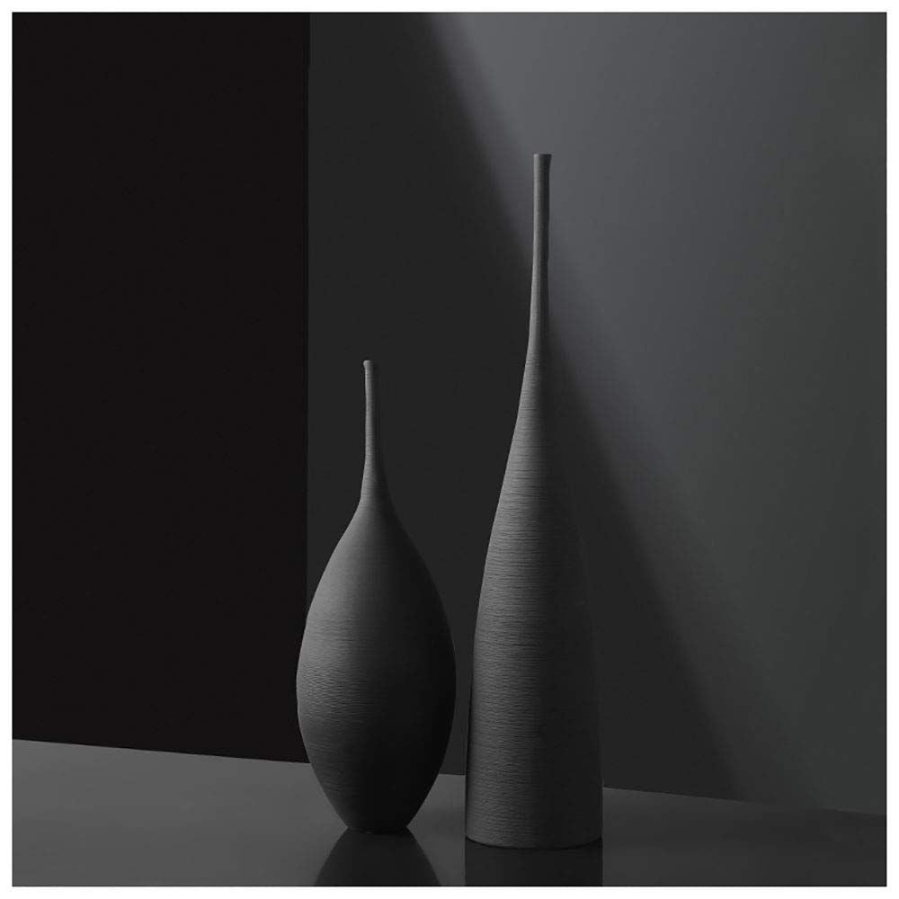 Luxury 2pc black brushed decor vases