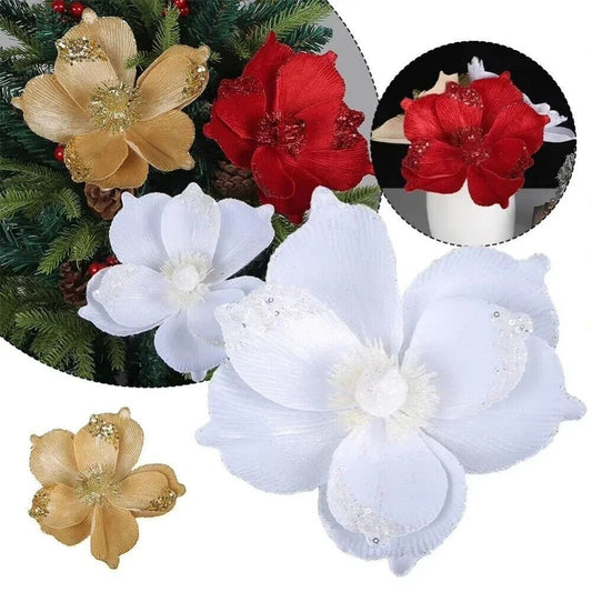 Red Artificial Flowers Champagne Christmas