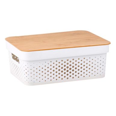 Medium size Modern Storage Basket with Bamboo Lid