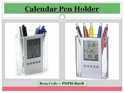 Pen Pencil Holder/organizer, Digital LCD Desk Pen Holder, Calendar, Timer, clock, thermometer Desktop Electronic Office stationary organizer, office giftset, bedroom table organizer, can be branded for promotion and as gifts