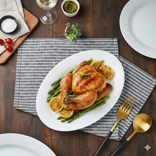 3pc ceramic oval platter
