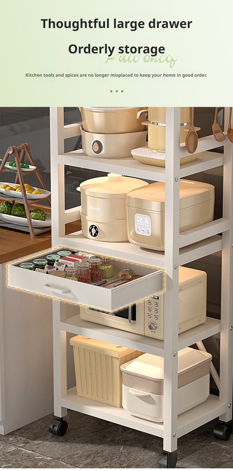 5 tier metallic kitchen rack