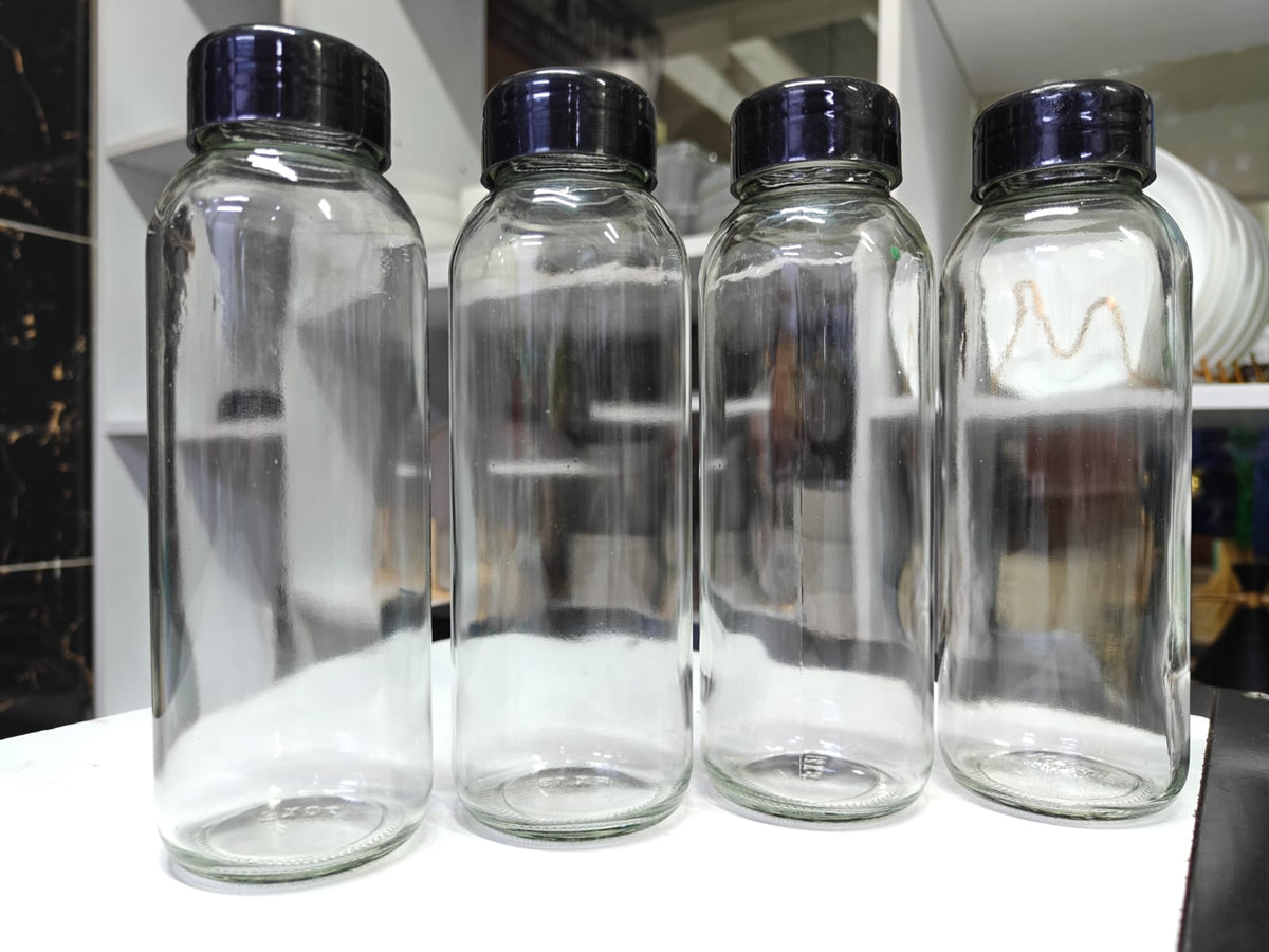Re-usable glass juice bottles