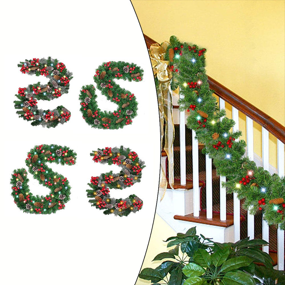 2.7M Christmas Garland decoration with pine cones, red berries