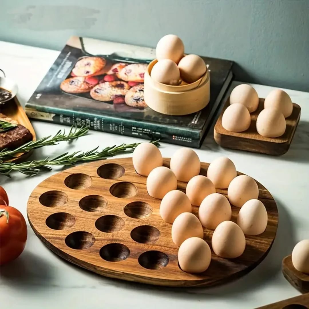 Wooden High Quality Egg Storage Box Eggs Tray Home Storage Rack Multi-Compartment Eggs Holder Kitchen Cooking Organizer Tools