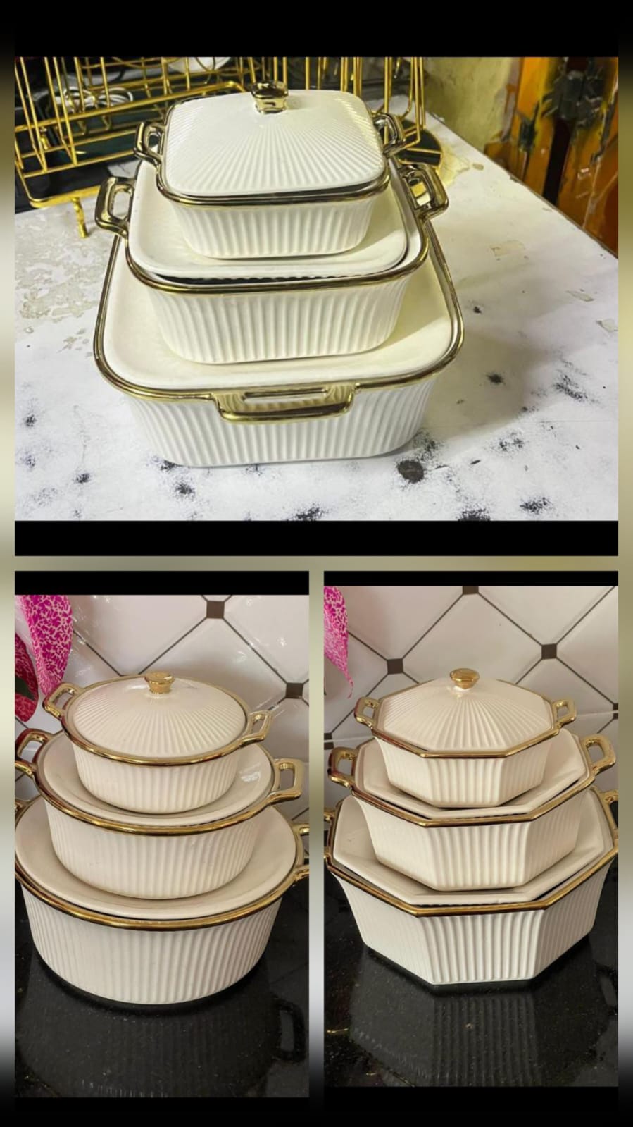 3pcs ceramic soup pot