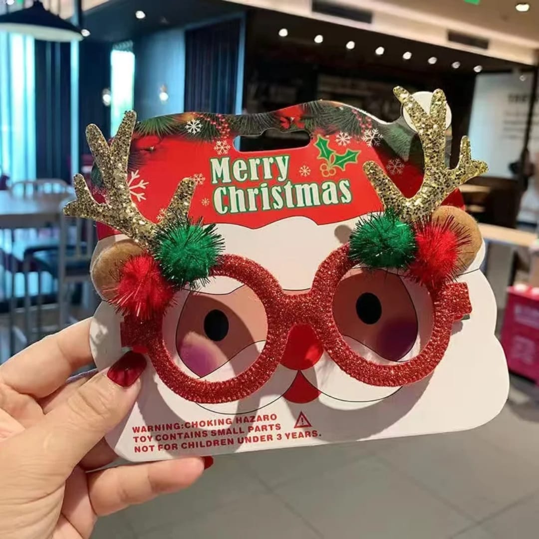 Christmas Glasses Frame, Santa Glasses, Christmas Party Decorations with Card
