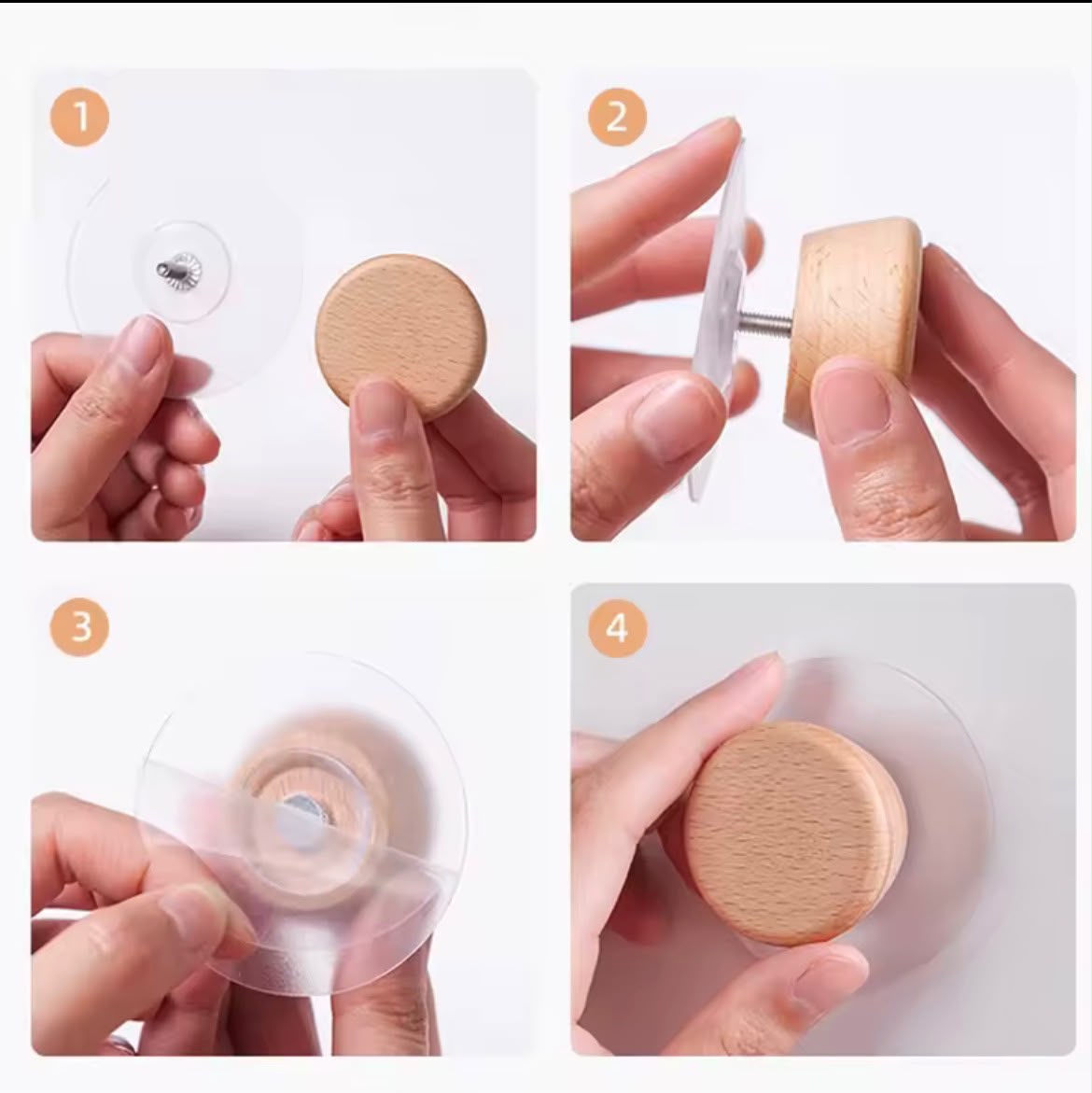 2pcs self Adhesive wooden wall hooks