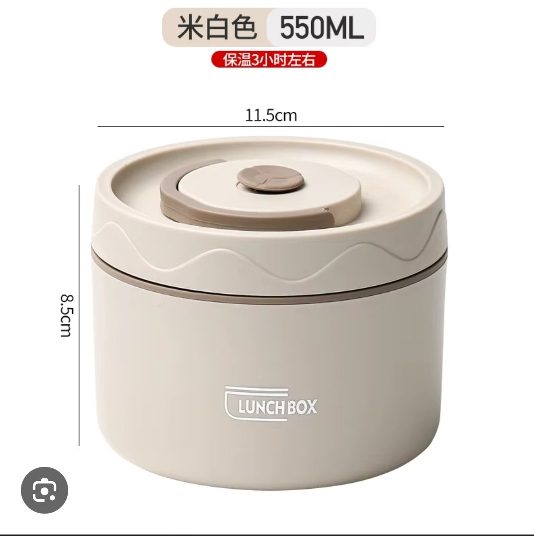 Round 550ml Bento Lunch Box, Stainless Steel with Lid, Large Capacity, Easy Wash, Microwave Safe, Carry On Lunch Box