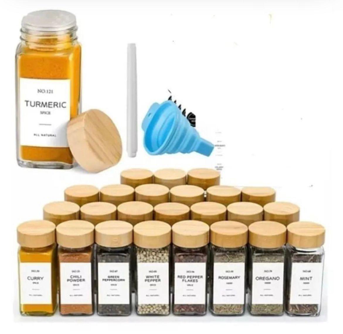 16 PCS PREMIUM THICK GLASS STORAGE JARS WITH BAMBOO LID