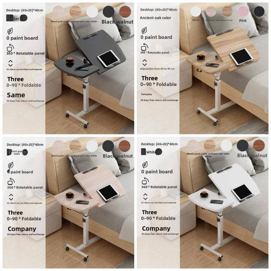Adjustable Laptop Desk with Wheels, Rotating Standing Computer Table for Sofa Bedside, Lifting Notebook Stand Desk, Side Table