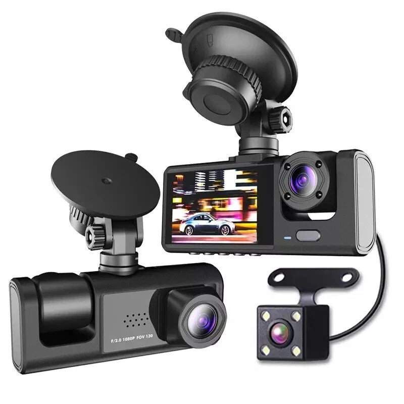 Front/Rear/Inside Video Recorder Camera G-sensor HD 1080P Car Dual Lens Dash Cam