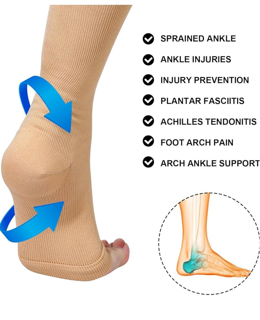 Open toe Full lenghth Compression Calf socks