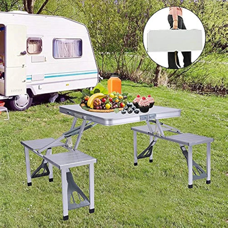 Folding picnic table and chairs set