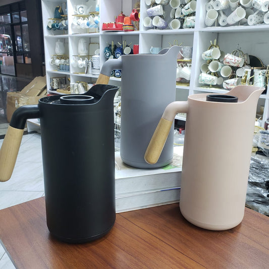 Wooden handle vacuum flask