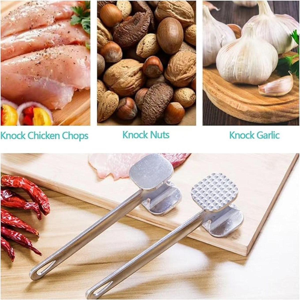 Kitchen Meat Tenderizer Steak Mallet Hammer Aluminum for Picnic BBQ Cooking