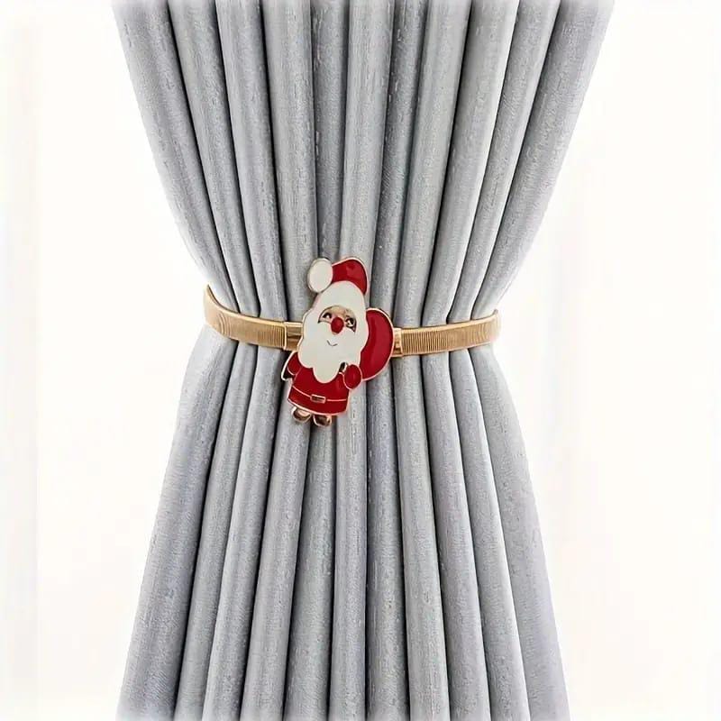 Christmas themed spring curtain holders/tie-backs